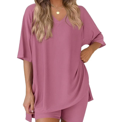 ✨ Women's Summer Lounge Set | Oversized Tee & Biker Shorts Set