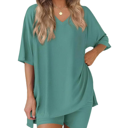 ✨ Women's Summer Lounge Set | Oversized Tee & Biker Shorts Set